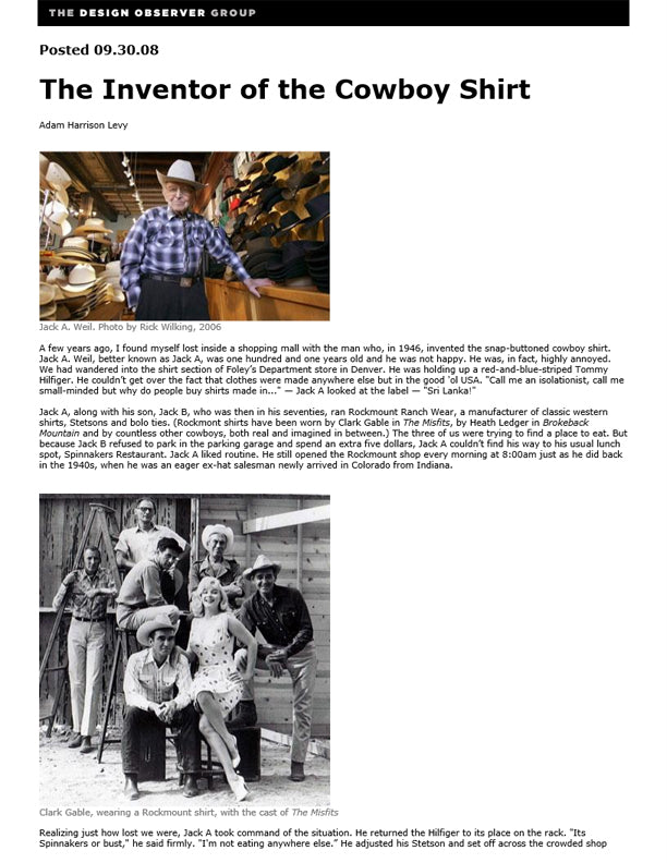 The Design Observer Group - The Inventor of the Cowboy Shirt