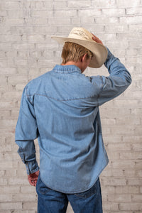 Men's Stonewashed Denim Classic Western Shirt