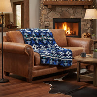 Native Pattern Fleece Western Blanket in Blue & Black