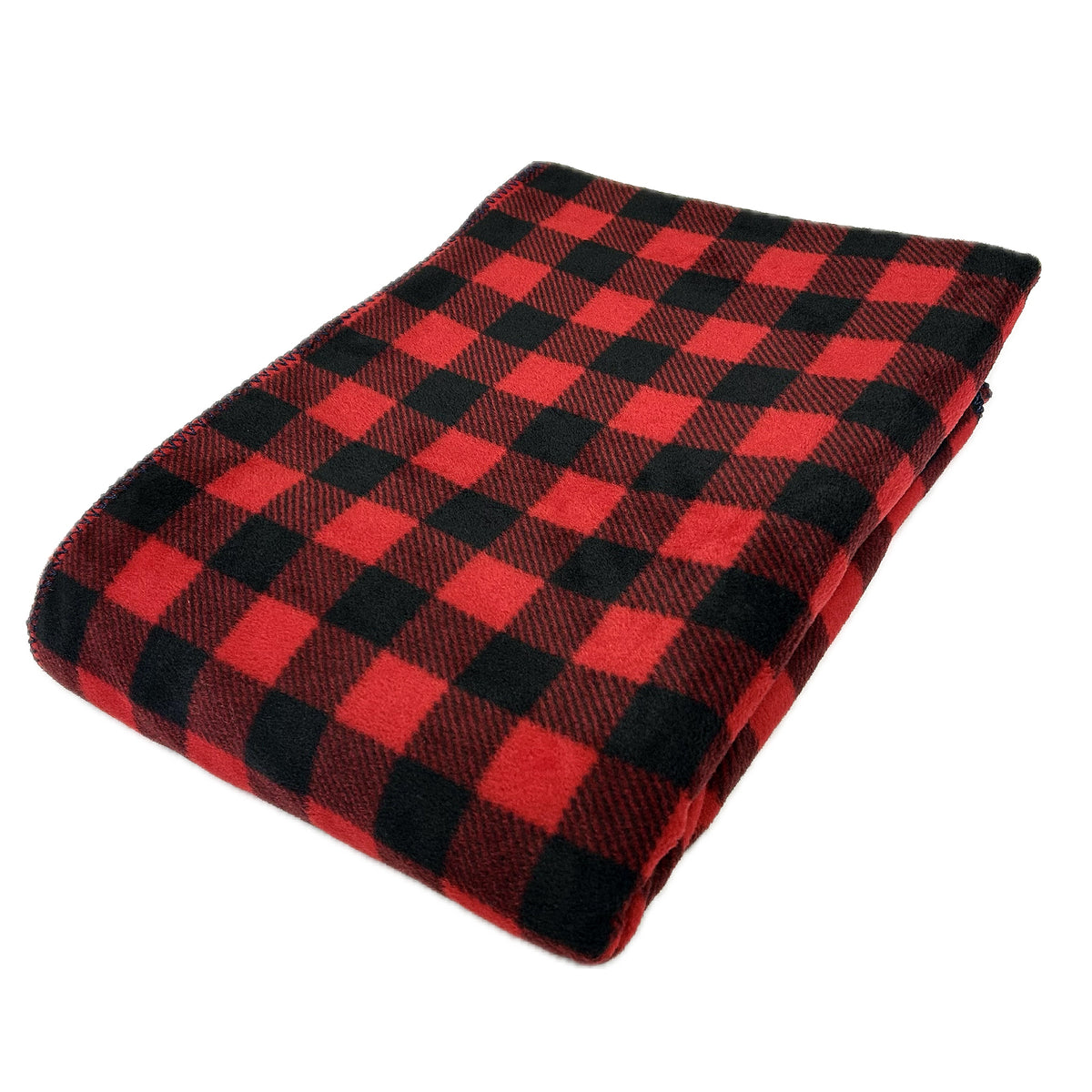 Buffalo Check Pattern Fleece Western Blanket in Red & Black - Rockmount