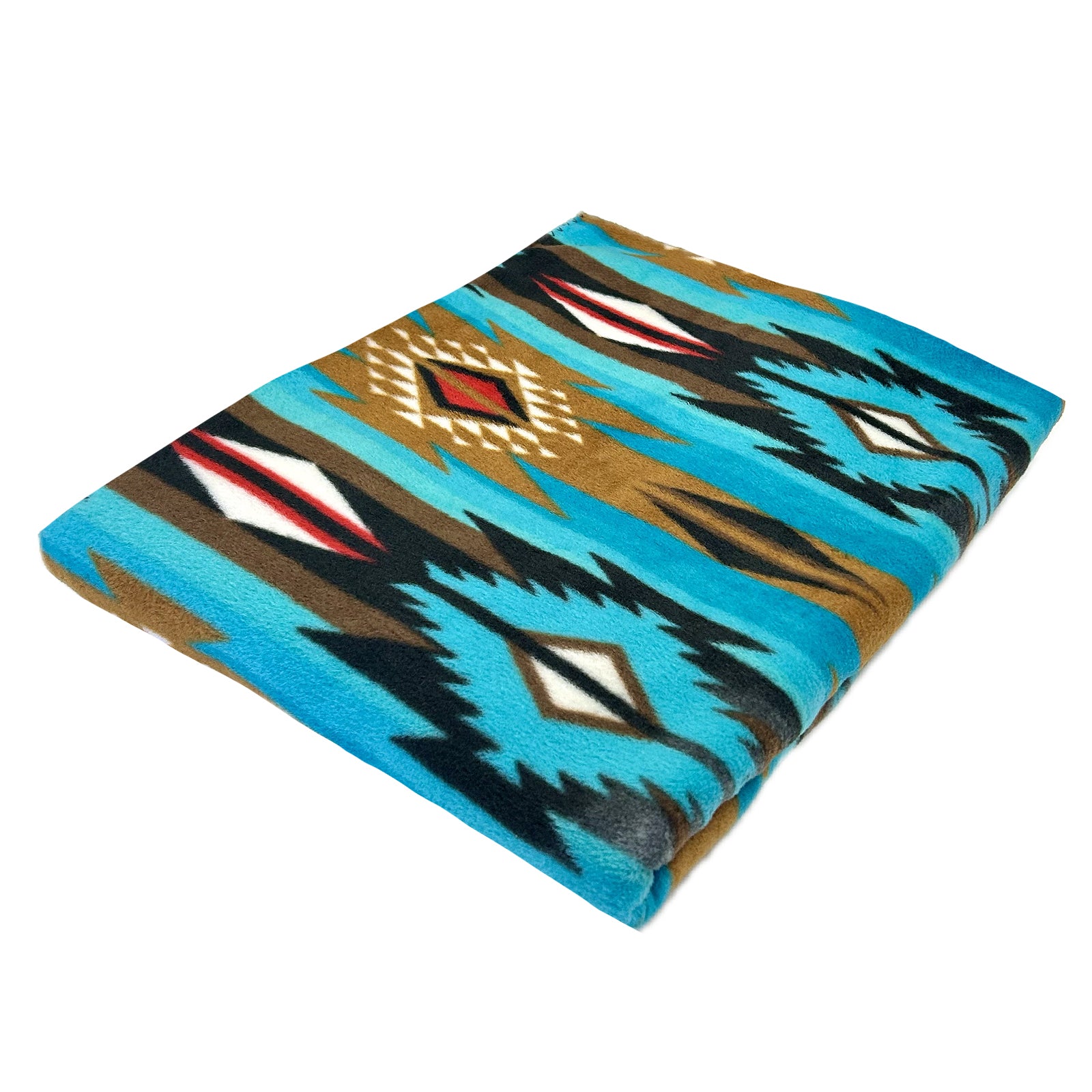 Native Pattern Fleece Western Blanket in Turquoise & Brown - Rockmount