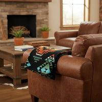 Native Pattern Fleece Western Blanket in Black & Rust - Rockmount