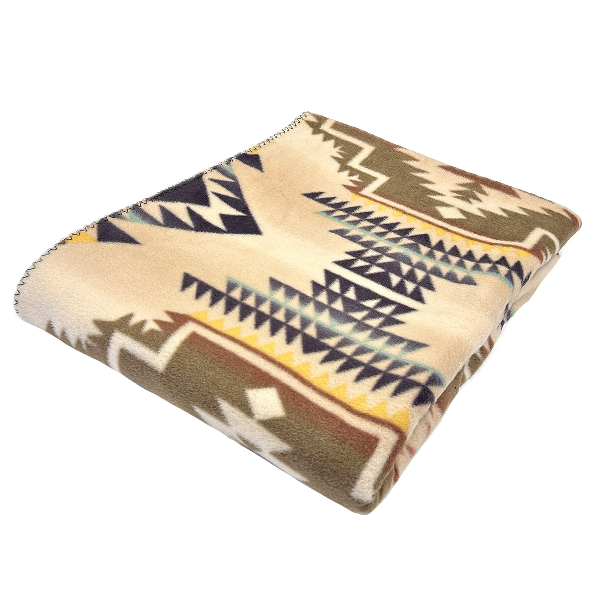 Native Pattern Fleece Western Blanket Tan & Brown - Rockmount