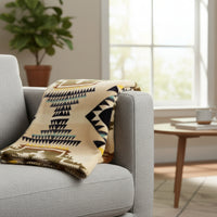 Native Pattern Fleece Western Blanket Tan & Brown - Rockmount