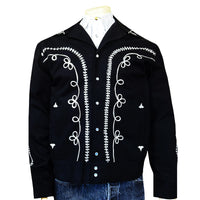 Men's Vintage Western Bolero Jacket with White Rope Embroidery - Rockmount