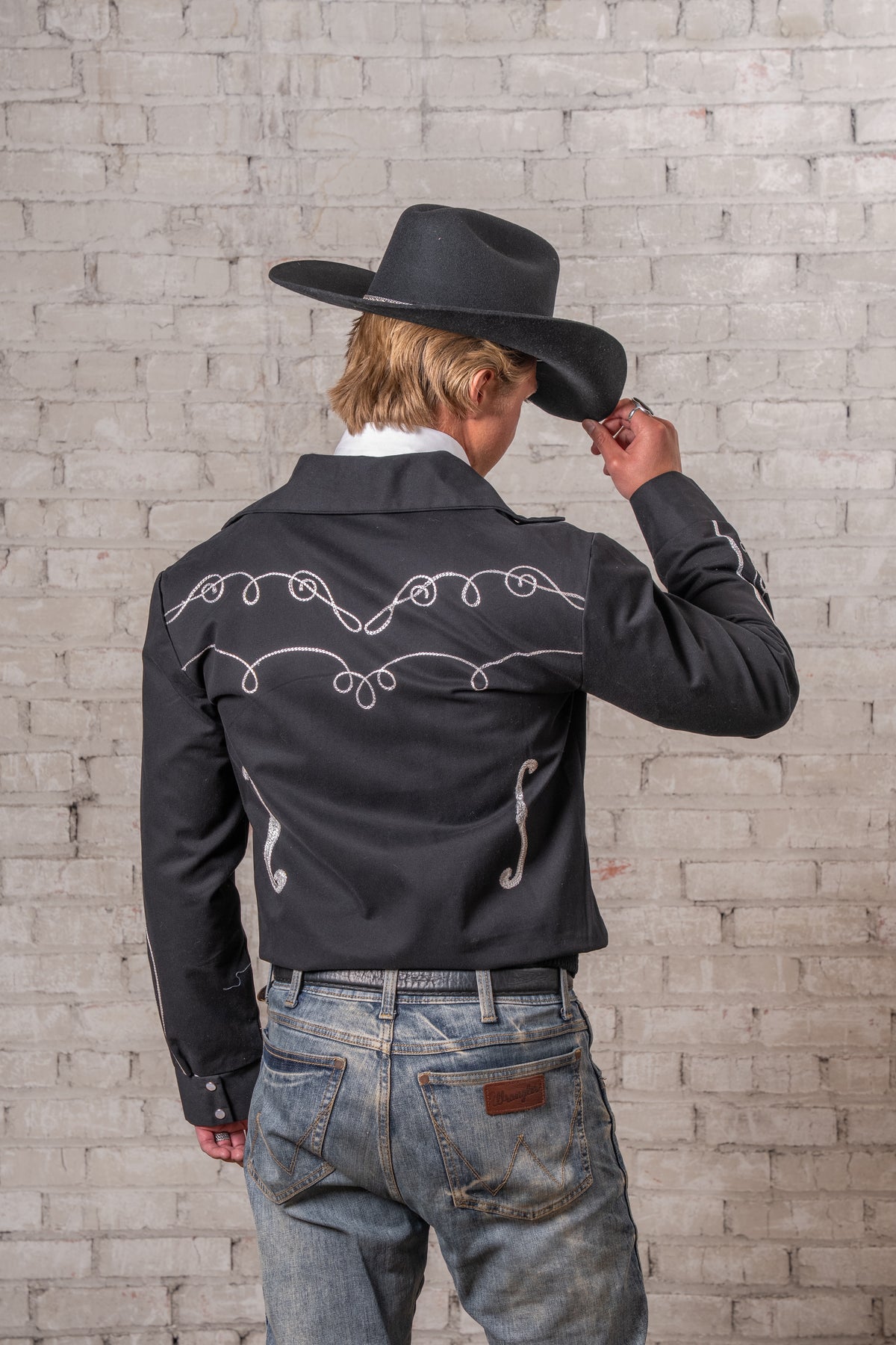 Men's Vintage Western Bolero Jacket with Musical Notes Embroidery