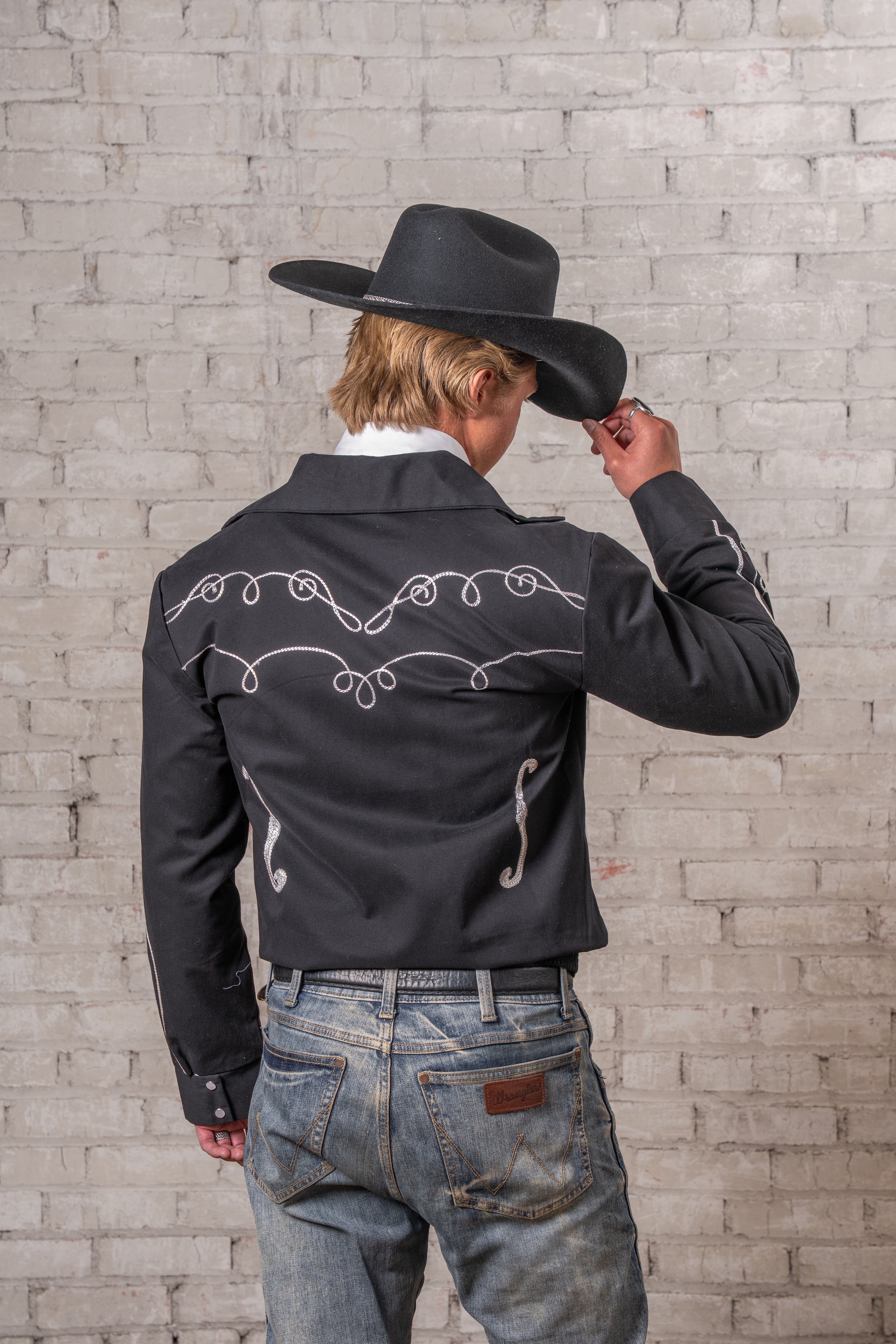 Men's Vintage Western Bolero Jacket with Musical Notes Embroidery