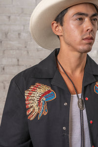 Men's Gabardine Warbonnet Embroidered Western Bolero Jacket