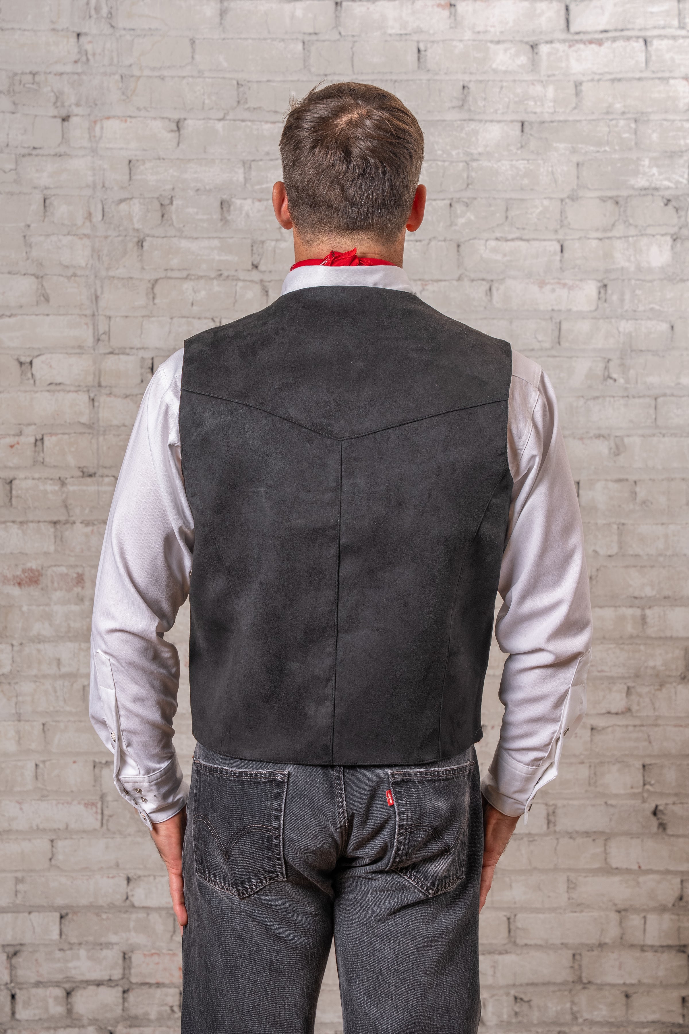 Men's Black Suede Cloth Vest