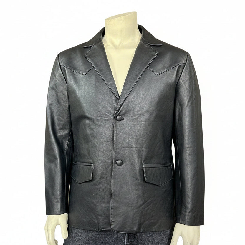 Men's Black Lamb Leather Western Blazer - Rockmount