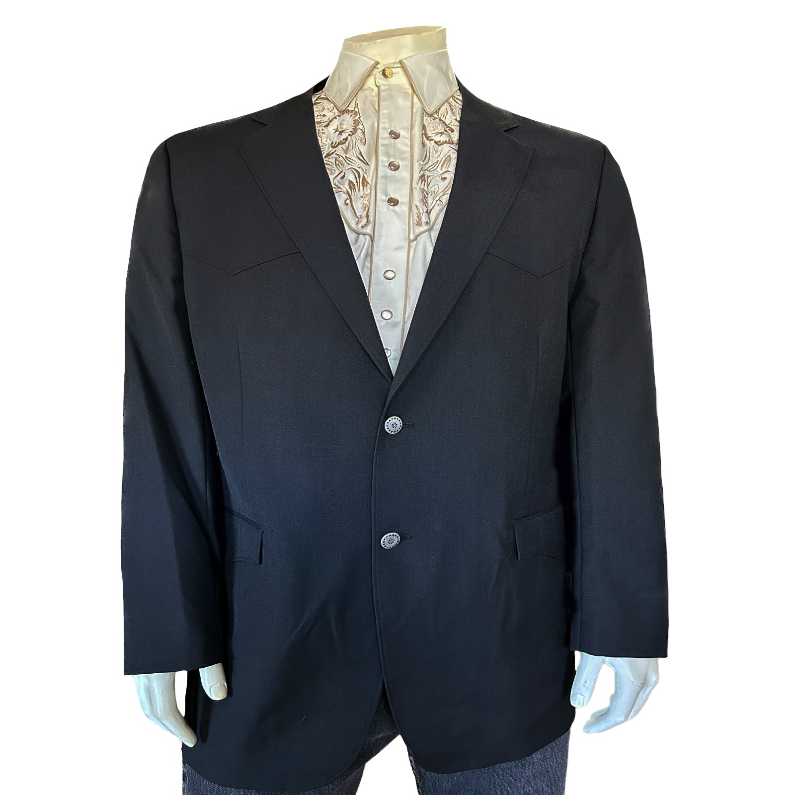 Men's Black Wool Blend Western Blazer - Rockmount