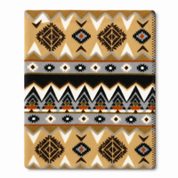 Native Pattern Fleece Western Blanket in Tan & Black