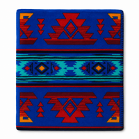 Native Pattern Fleece Western Blanket in Blue & Red