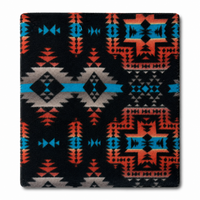 Native Pattern Fleece Western Blanket in Black & Turquoise