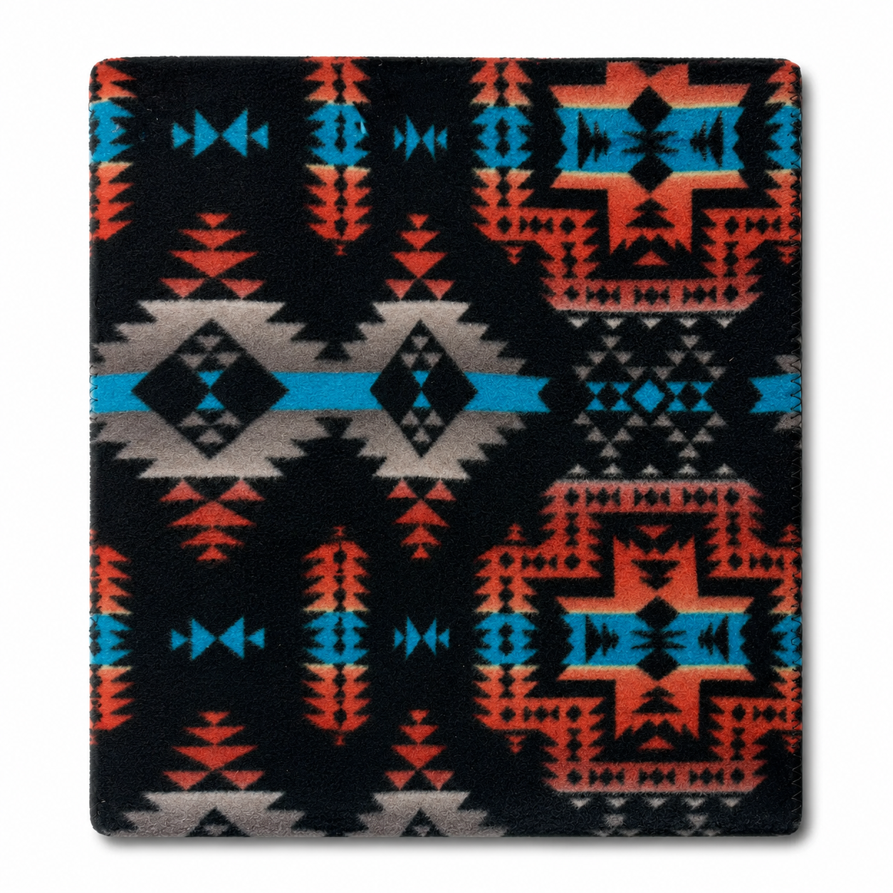 Native Pattern Fleece Western Blanket in Black & Turquoise