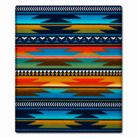 Native Serape Pattern Fleece Western Blanket in Multi-Color Turquoise
