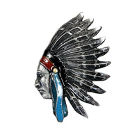 Pewter Indian Chief with Turquoise Western Bolo Tie - Rockmount
