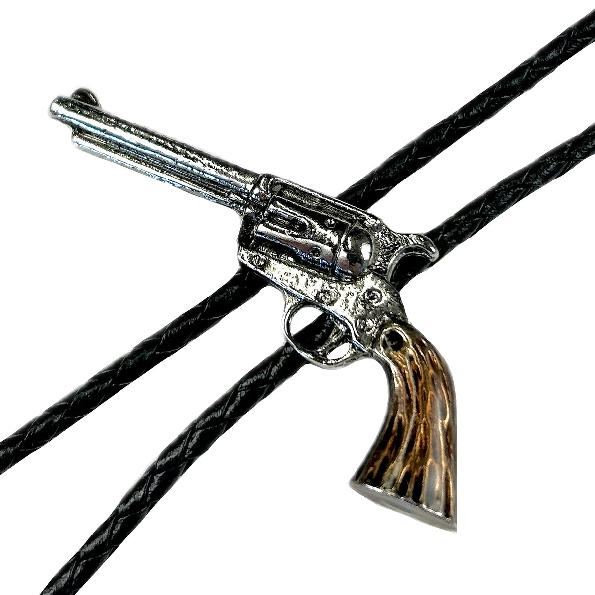 Silver Six-Shooter Pistol Western Bolo Tie - Rockmount