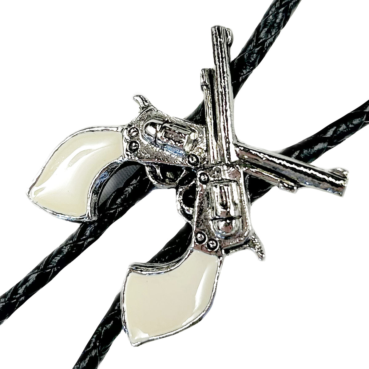 Silver Six-Shooter Pistols Western Bolo Tie - Rockmount