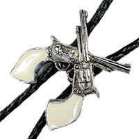 Silver Six-Shooter Pistols Western Bolo Tie - Rockmount