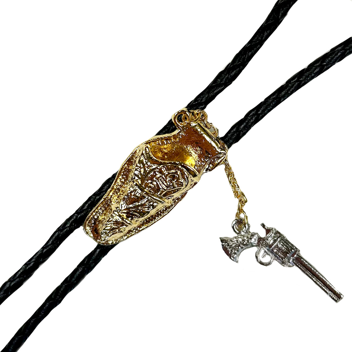 Gold Six-Shooter Pistol with Holster Western Bolo Tie - Rockmount