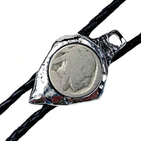 Silver Arrowhead with Genuine Buffalo Head Nickel Western Bolo Tie - Rockmount