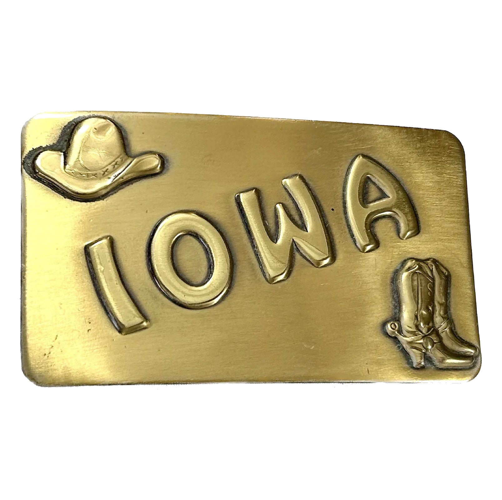 Vintage Brass Iowa State Western Belt Buckle