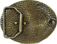 Running Horses Brass Western Belt Buckle