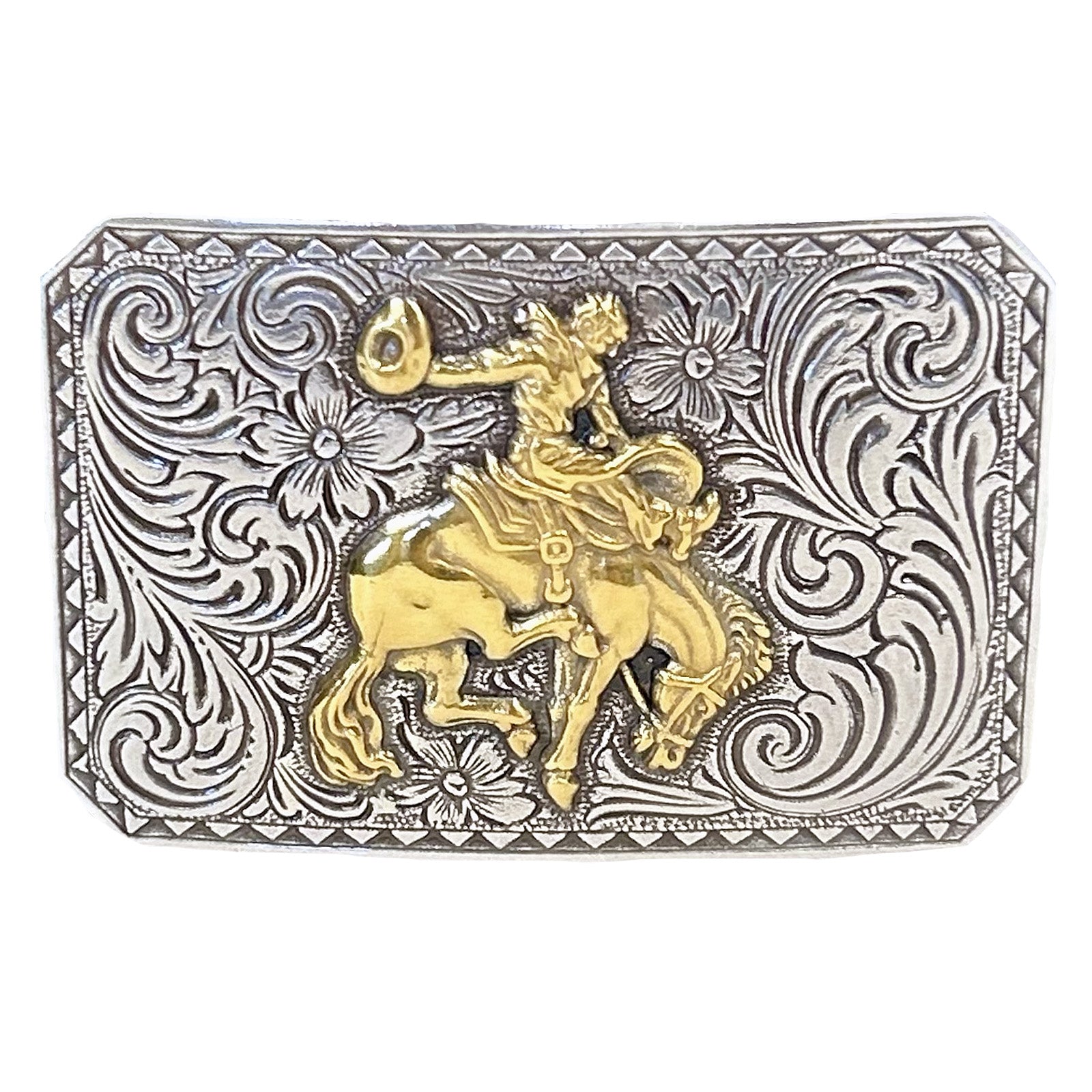 Buckin' Bronco Rectangle Western Belt Buckle