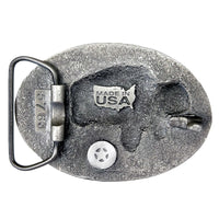 Buffalo Oval Pewter Western Belt Buckle - Rockmount