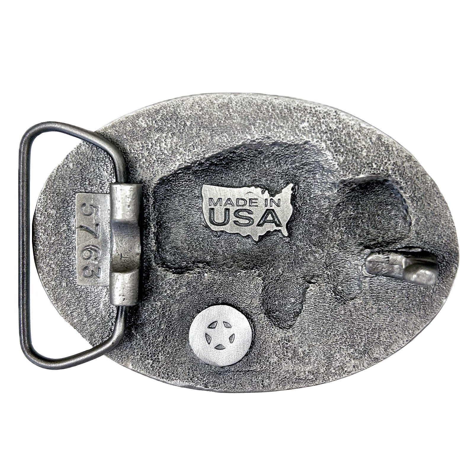Buffalo Oval Pewter Western Belt Buckle - Rockmount