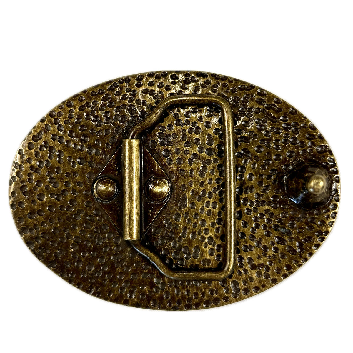 Steer Skull & Feathers Brass Western Belt Buckle - Rockmount