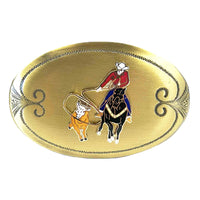 Genuine 1960s Vintage Brass Calf Roper Western Belt Buckle - Rockmount