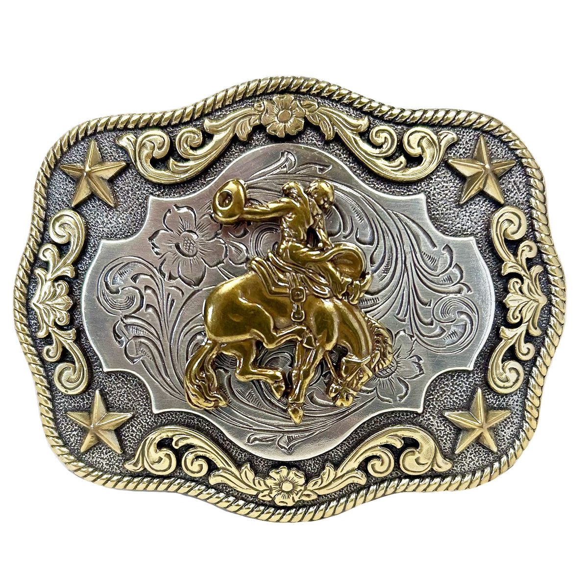 Bronc Rider Western Belt Buckle in Gold - Rockmount