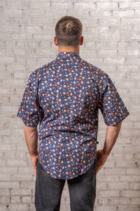 Men’s Solar System Short Sleeve Print Western Shirt in Navy