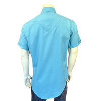 Men's Short Sleeve Aqua Western Shirt with UV Protection - Rockmount