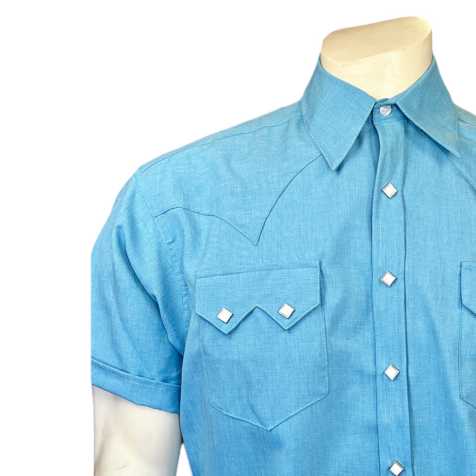 Men's Short Sleeve Aqua Western Shirt with UV Protection - Rockmount
