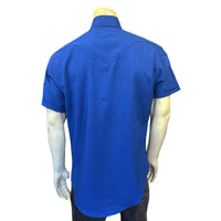 Men’s Short Sleeve Royal Blue Western Shirt with UV Protection - Rockmount