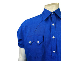 Men’s Short Sleeve Royal Blue Western Shirt with UV Protection - Rockmount