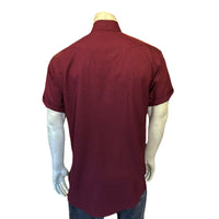 Men's Short Sleeve Burgundy Western Shirt with UV Protection - Rockmount