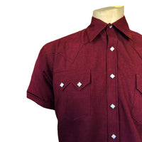 Men's Short Sleeve Burgundy Western Shirt with UV Protection - Rockmount
