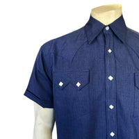 Men's Short Sleeve Navy Western Shirt with UV Protection - Rockmount