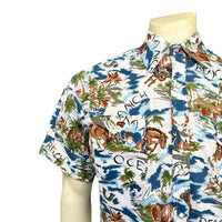 Men’s Blue Western Hawaiian Print Short Sleeve Shirt - Rockmount