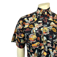 Men’s Route 66 Print Short Sleeve Western Shirt in Black - Rockmount