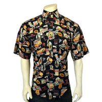 Men’s Route 66 Print Short Sleeve Western Shirt in Black - Rockmount
