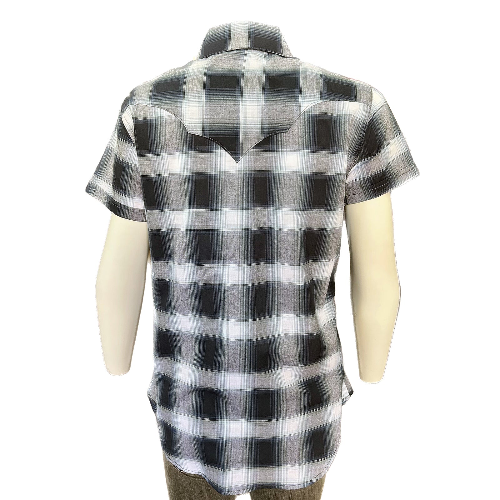 Women's Short Sleeve Shadow Plaid Western Shirt in Blue - Rockmount