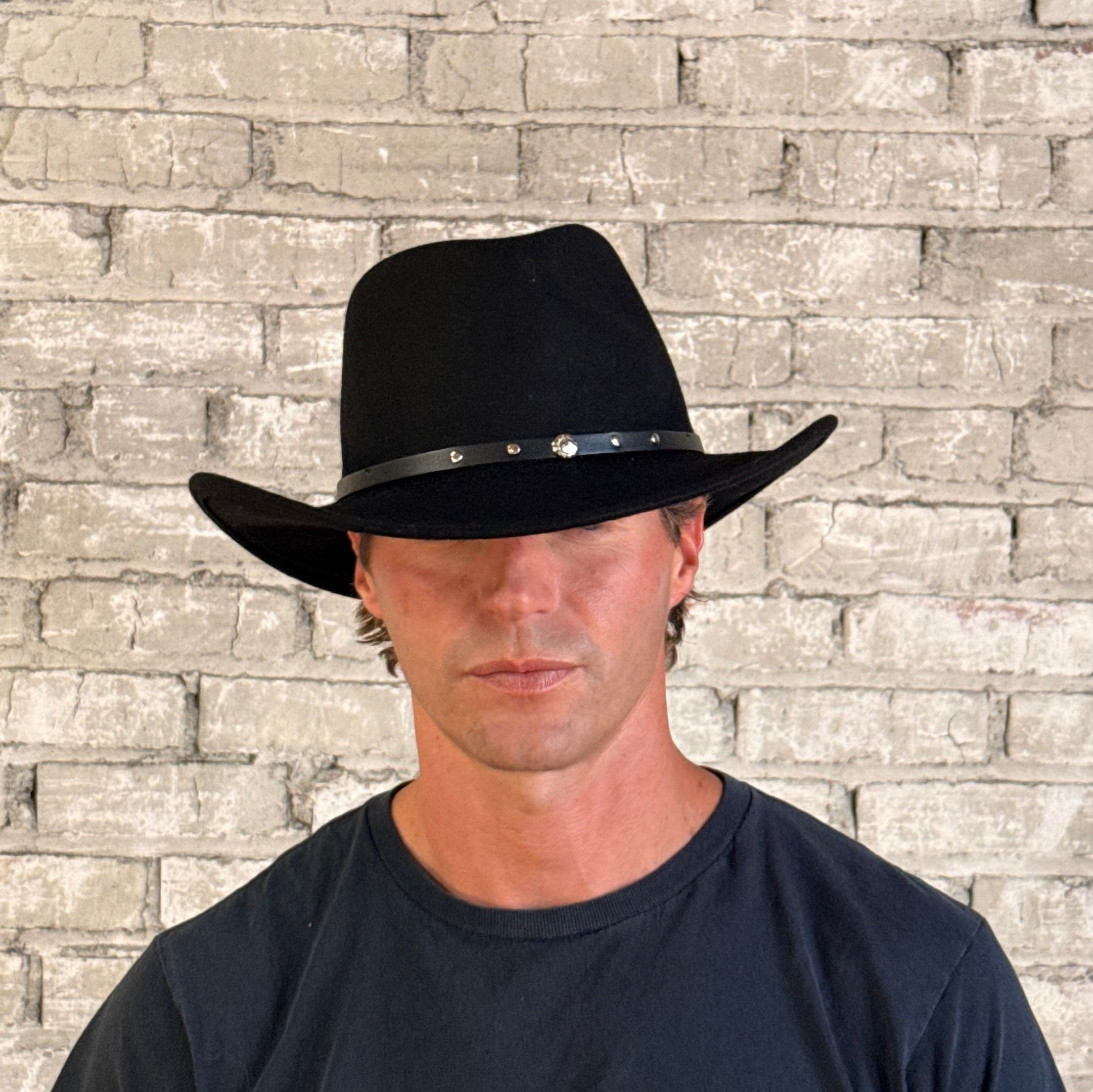 Crushable Black Wool Felt Magic Pinch Western Hat