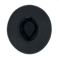 Black Wool Felt Flat Brim Western Hat with Faux Leather Band