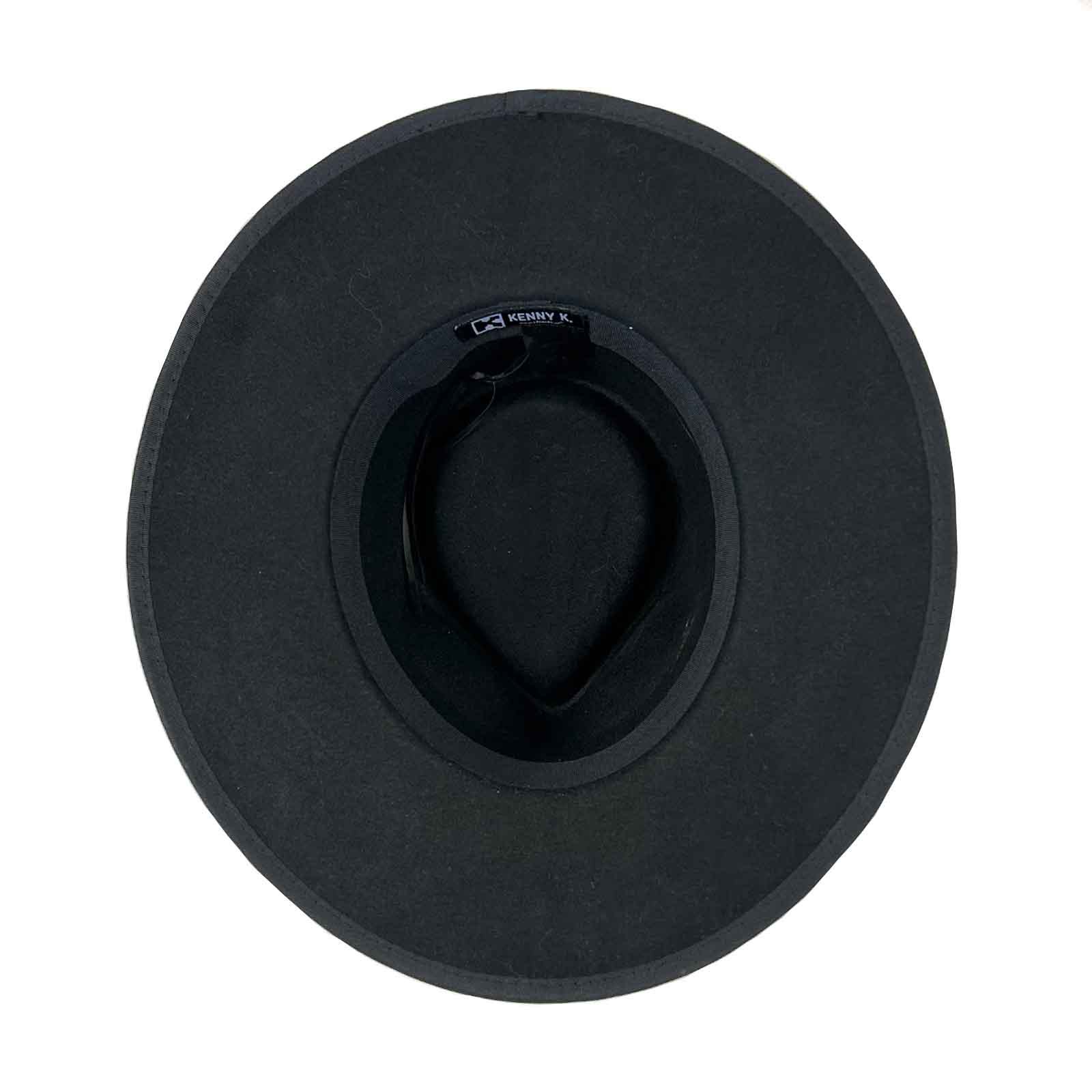 Black Wool Felt Flat Brim Western Hat with Faux Leather Band