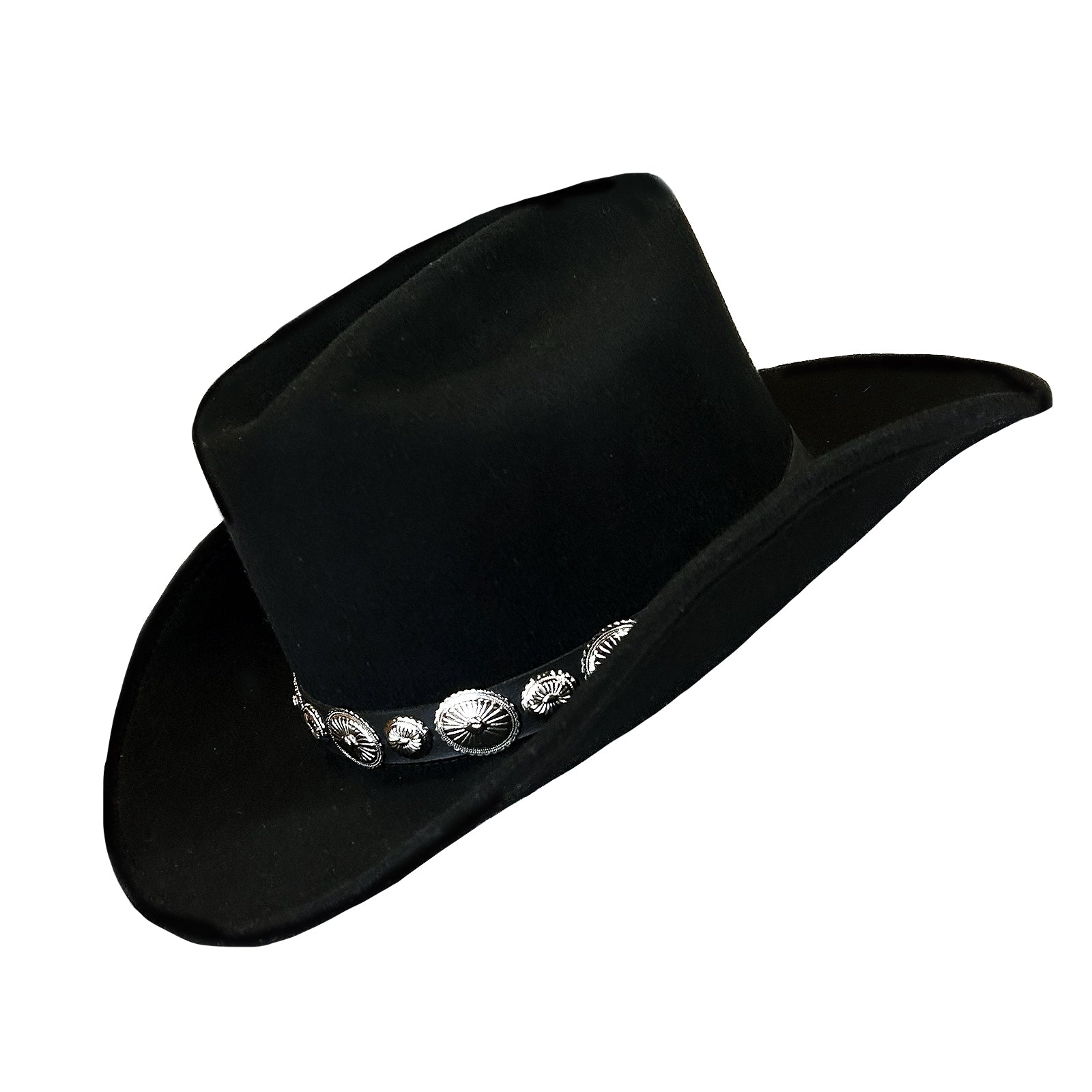 Crushable Black Felt Concho Western Hat - Rockmount